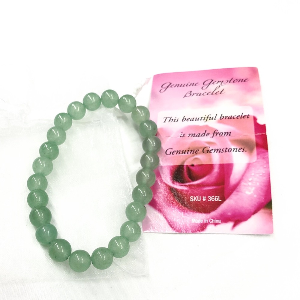 🆕 green gemstone heavy stretch beaded bracelet - unisex